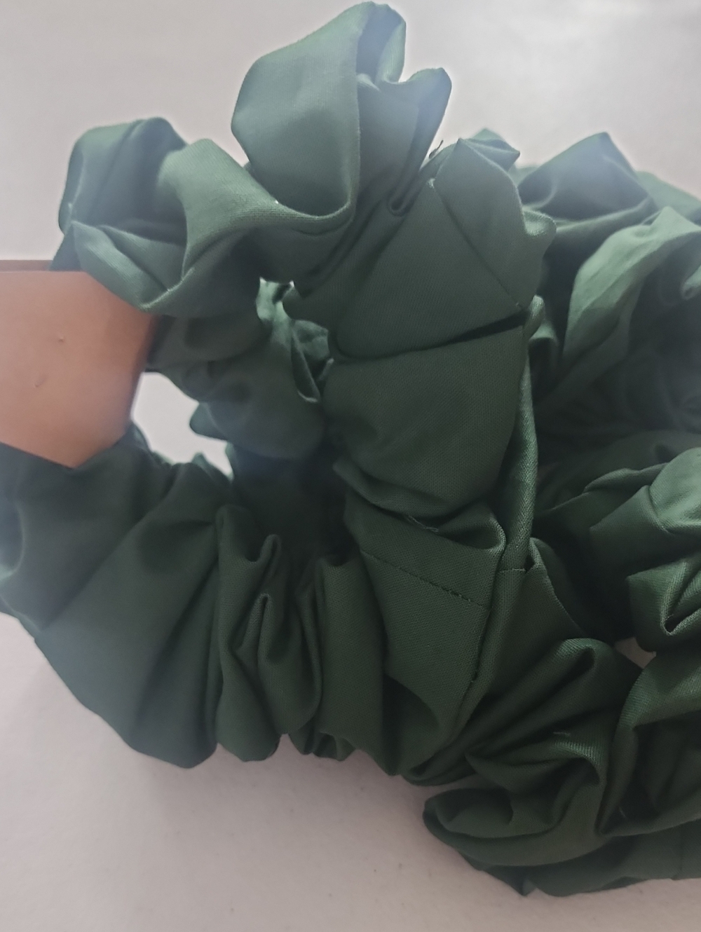 Dark Green Ruffled Hair Scrunchie - Women Accessories